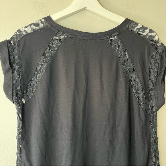 Forever 21 Black Lace Short Sleeve Top Medium - Picture 3 of 8